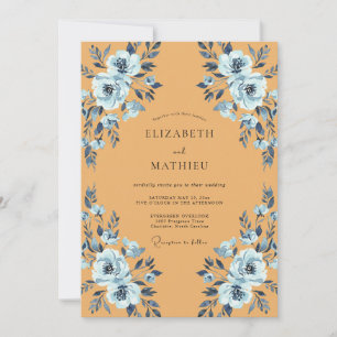 Honey Slate Peony Wedding Invitation