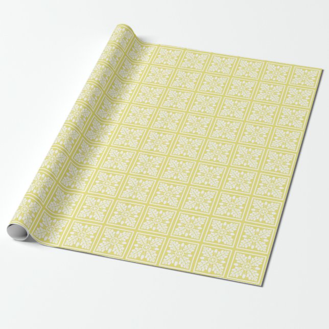 Honey Suckle Acorn and Leaf Tile Design Wrapping Paper (Unrolled)
