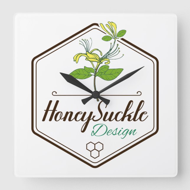 Honey Suckle Square Wall Clock (Front)