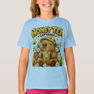 Honey Tea Capybara   Cute Cosy Kawaii Design T-Shirt