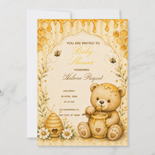 Honey Teddy Bear Baby Shower Invitation
