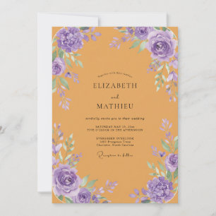 Honey Violet Peony Wedding Invitation