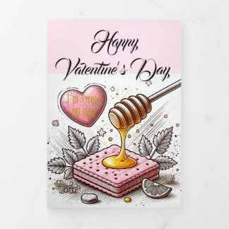 Honey & Waffle Sweet Fun Phrase Artistic Valentine Tri-Fold Holiday Card