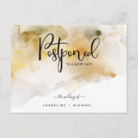 Honey Watercolor Postponement Wedding Announcement
