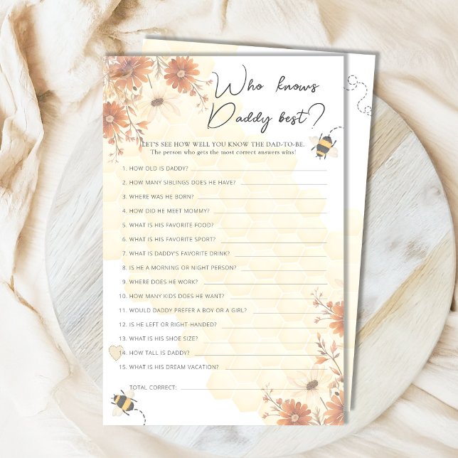 Honey Wildflower Baby Shower Who Knows Daddy Best (Creator Uploaded)