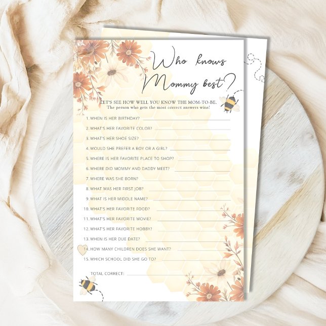 Honey Wildflower Baby Shower Who Knows Mummy Best (Creator Uploaded)