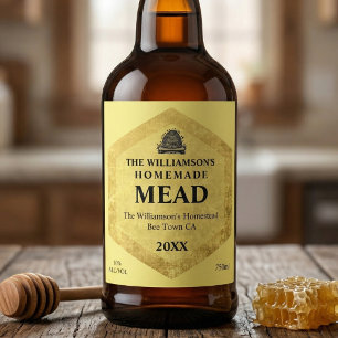 Honey Wine   Homemade Mead  Vintage Beehive Label