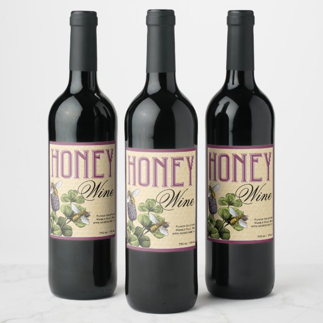 Honey Wine Mead Bees and Clover 2 Label (Bottles)