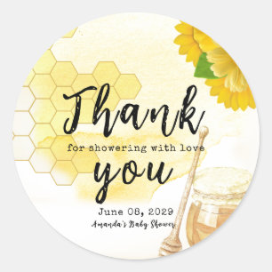 Honey with Flowers and Bee Mum to be Baby Shower Classic Round Sticker