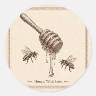 Honey With Love Jar Favour Label - Golden Bee