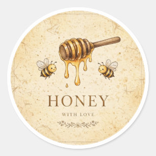 Honey With Love Jar Favour Label - Golden Bee
