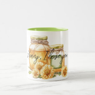 Honey Yellow Flowers I love you Two-Tone Coffee Mug