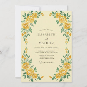 Honey Yellow Wreath Wedding Invitation