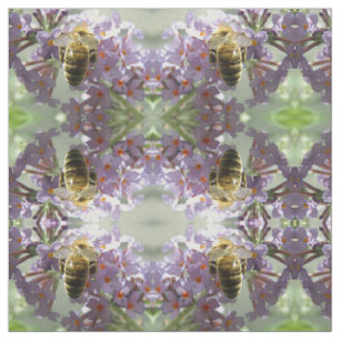 Honeybee and Buddleia Flowers Patterned Animal Fabric
