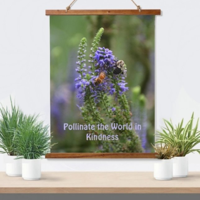 HoneyBee and Bumblebee Purple Photographic Floral Hanging Tapestry (Creator Uploaded)