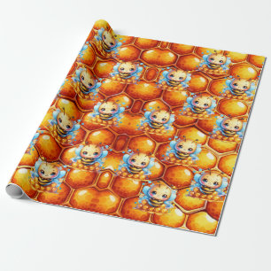 Honeybee and Honeycomb Baby Shower  Wrapping Paper
