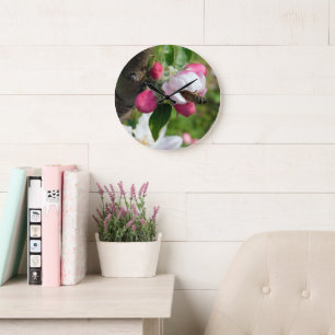 Honeybee & Apple Blossom   Fine Art Glass Clock