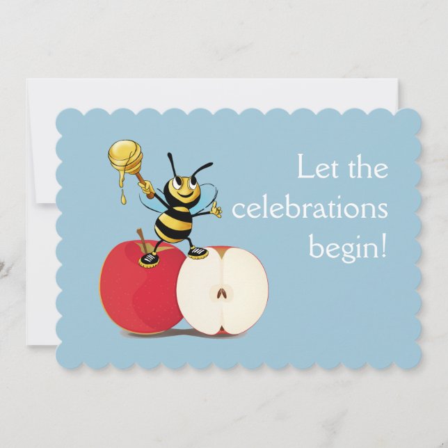 Honeybee Apple Rosh HaShana Invitation (Front)