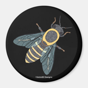 Honeybee (black) - Round Magnet