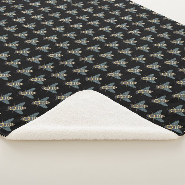 Honeybee (black) - Sherpa Blanket (3/4)