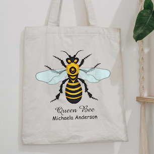 Honeybee Bumblebee Queen Bee Pretty   Custom Name Tote Bag