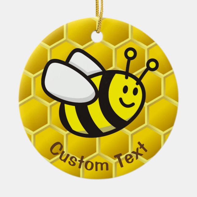 Honeybee Cartoon Ceramic Tree Decoration (Front)