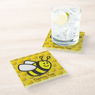 Honeybee Cartoon Glass Coaster
