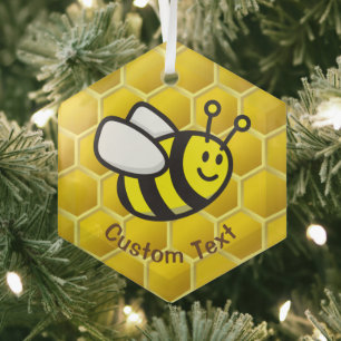 Honeybee Cartoon Glass Tree Decoration