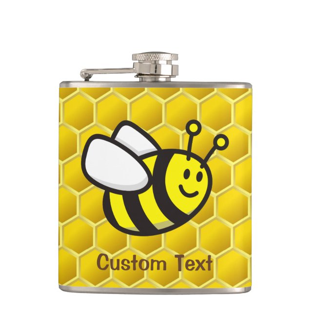 Honeybee cartoon hip flask (Front)