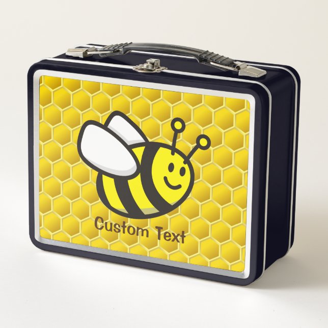 Honeybee Cartoon Metal Lunch Box (Front)