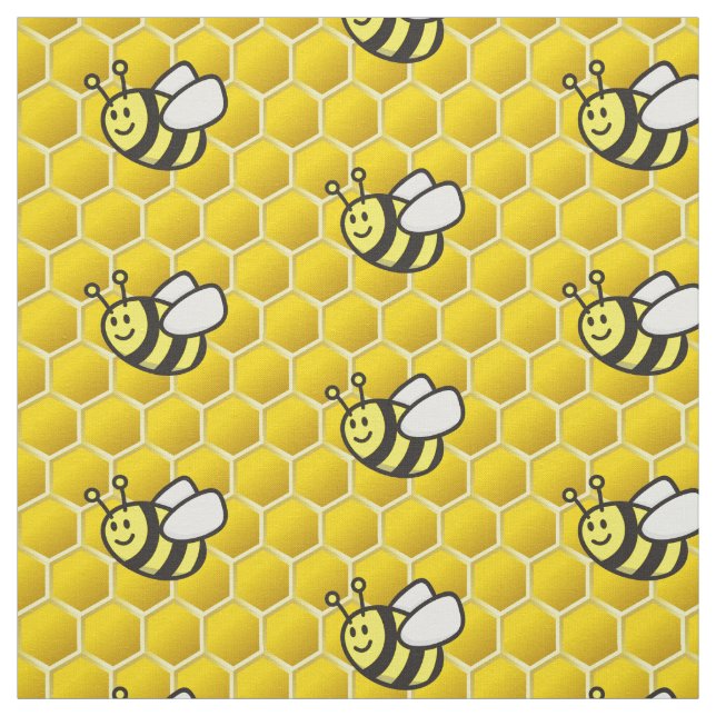 Honeybee Cartoon Pattern Fabric (Swatch)