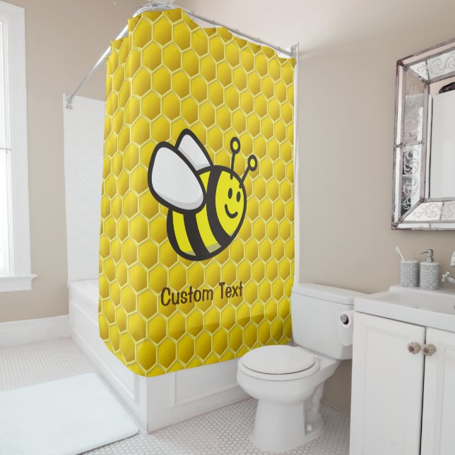 Honeybee Cartoon Shower Curtain (In Situ)