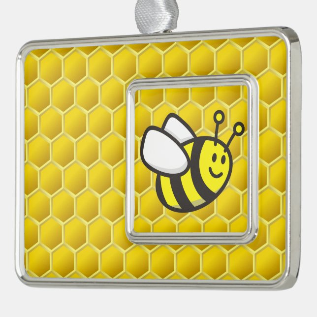 Honeybee Cartoon Silver Plated Framed Ornament (Left)