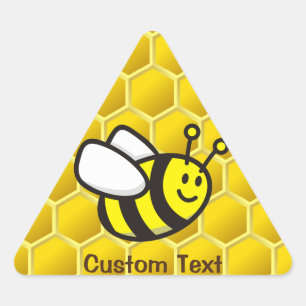 Honeybee Cartoon Triangle Sticker