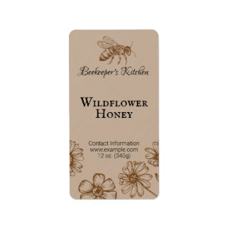 Honeybee Floral Pale Orange Honey Product Label