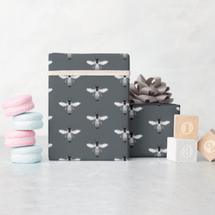 Honeybee Honey Bee Pattern Apiary Off-black Wrapping Paper