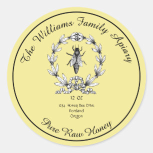 Honeybee Honey Jar Apiary Label   Pure Raw Honey