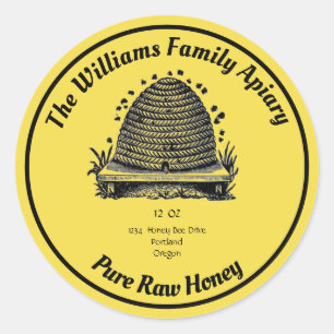 Honeybee Honey Jar Apiary Label   Pure Raw Honey