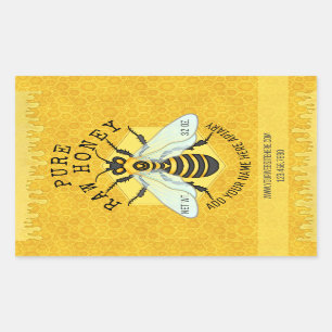 Honeybee Honey Jar Apiary Labels   Honeycomb Bee