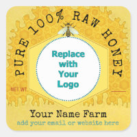 Honeybee Honey Jar Apiary Logo | Honeycomb Bee