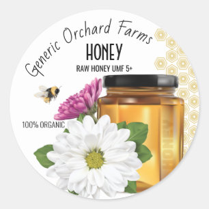 Honeybee Honey Jar Classic Round Sticker