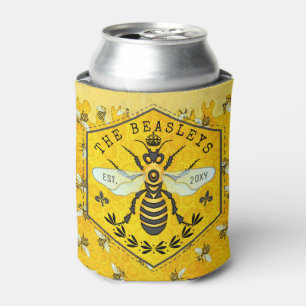 Honeybee Honeycomb Bee Bumblebee Crown   Custom Can Cooler