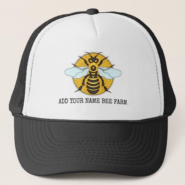 Honeybee Honeycomb Bee Farm Apiary Personalised Trucker Hat (Front)