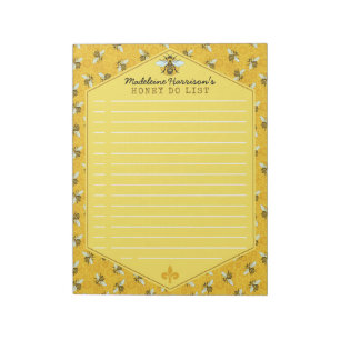 Honeybee Honeycomb Bumble Bee Honey Do List Custom Notepad