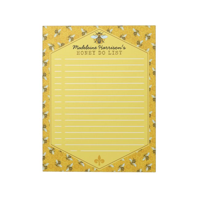 Honeybee Honeycomb Bumble Bee Honey Do List Custom Notepad (Rotated)