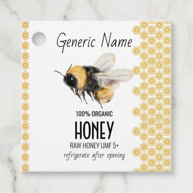 Honeybee Honeycomb Honey Favour Tags (Front)