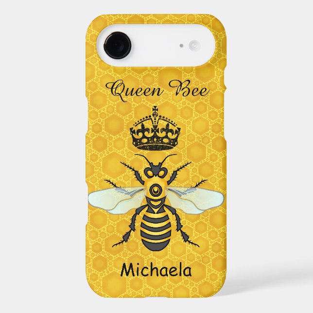 Honeybee Honeycomb Queen Bee Crown Custom Name Case-Mate iPhone Case (Back)