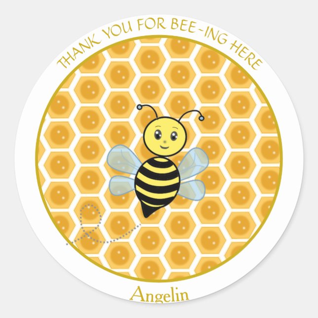 Honeybee Jar Label & Honeycomb Thank You (Front)