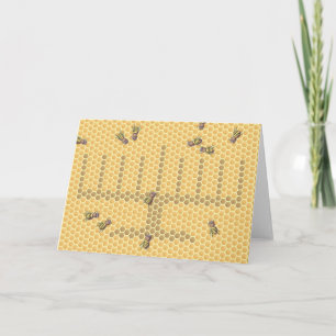 Honeybee menorah holiday card