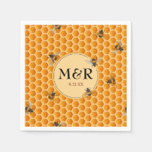 Honeybee Monogram Initials Gold Wedding